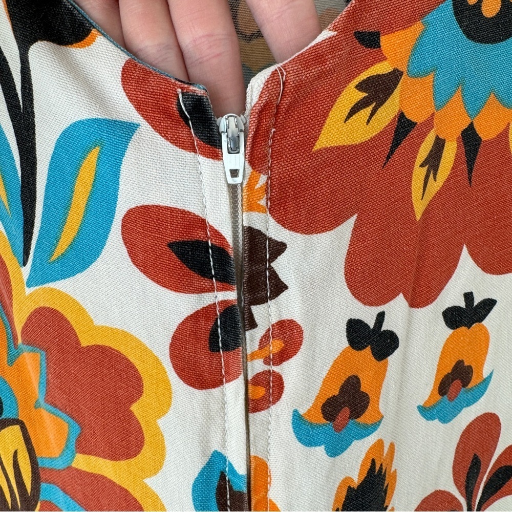 Cherie of California women vintage 70s canvas hippie butterfly floral maxi dress - Picture 7 of 11